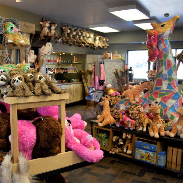 Gift shop with colorful stuffed animals